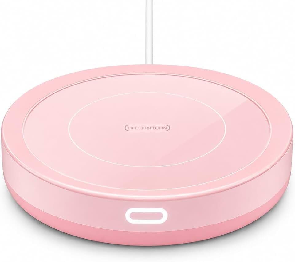 Smart Coffee Warmer, BESTINNKITS Auto On/Off Gravity-Induction Mug Warmer for Office Desk Use, Candle Wax Cup Warmer Heating Plate (Up to 131F/55C) (Pink)
