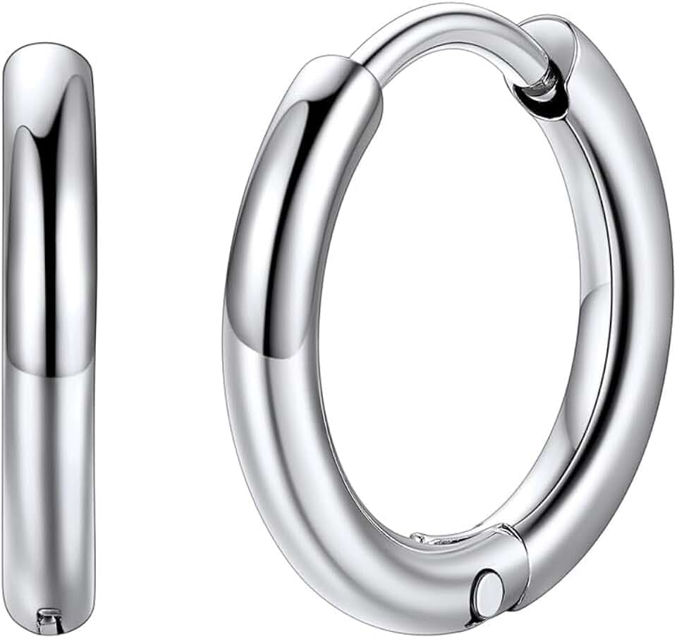 FaithHeart Stainless Steel Black/Silver/Gold Huggie Hoop Earrings for Men