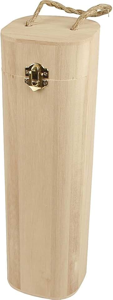 Creativ 57508 Weinflaschenkiste aus Holz mit Schnur, beige, 1 Stück