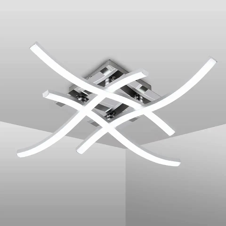 ANTOPY LED Deckenleuchte 24W Modernes gebogenes Design LED Deckenleuchte 4 Eingebaute LED-Platinen Naturweiß 2000lm 4000K Metall Deckenleuchte für Wohnzimmer Schlafzimmer Flur Büro 85V-265V