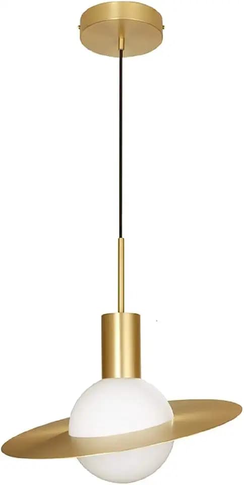 Injuicy Globe Pendelleuchte mit Glasschirm, Gebürstetem Messing, Moderne LED-Hängeleuchte für Esszimmer, Küche, Wohnzimmer, Bar