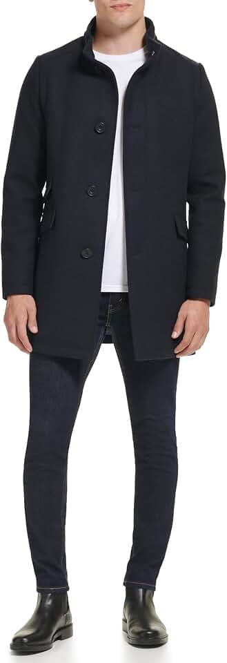 Kenneth Cole Men's Wool Blend Double Breasted Overcoat