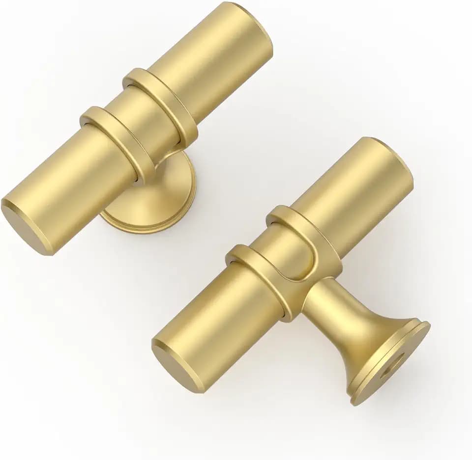 Asidrama 10 Pack Brushed Gold Kitchen Cabinet Knobs Cabinet Hardware Zinc Knobs for Dresser Drawers