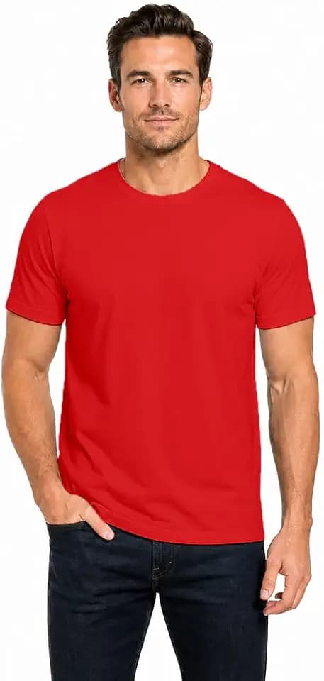 Men's 100% Cotton Crew Neck T-Shirt Regular Fit Short Sleeve Tee