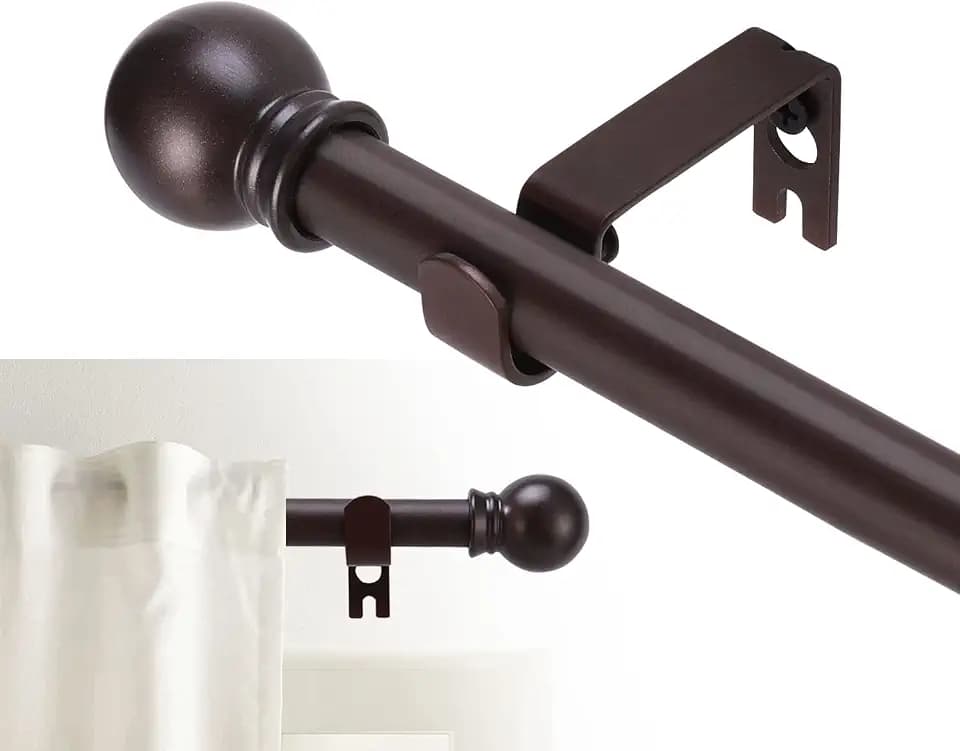 GXOACKJ Curtain Rods for windows 32-62 inch, 5/8 inch Decorative Brown Splicing Heavy Duty Metal Curtain Rod set with Brackets