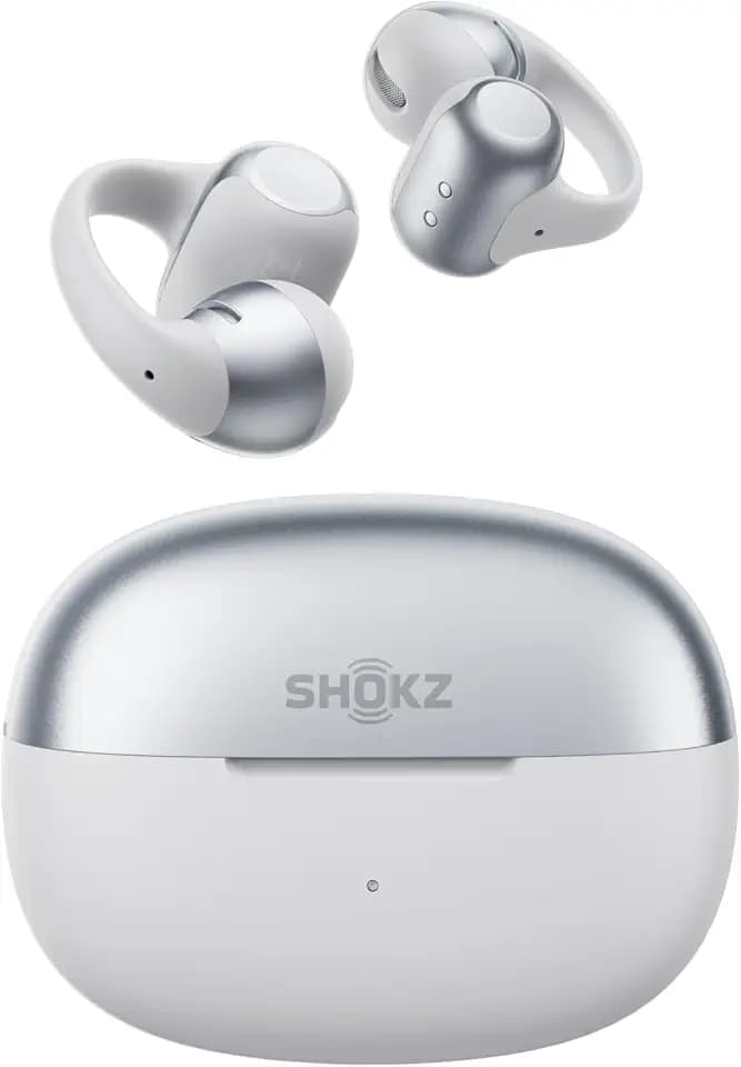 SHOKZ OpenDots 2 Open-Ear Clip-On Earbuds, Grey, Dolby Audio, 3 Mics
