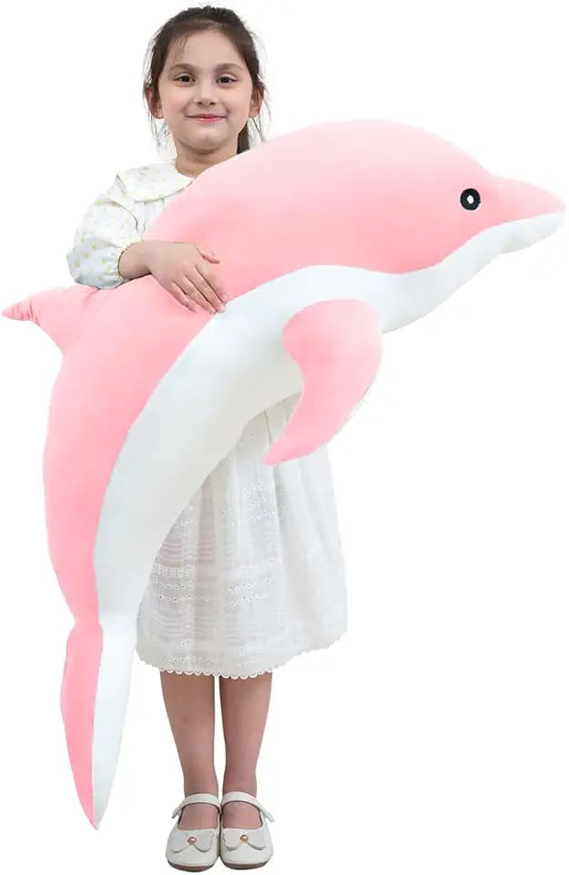 Kekeso Giant Dolphin Plush Toy, Soft Whale Hugging Pillow Stuffed Dolphin Pillow for Children Girls (Pink, 70cm/27.55inch)