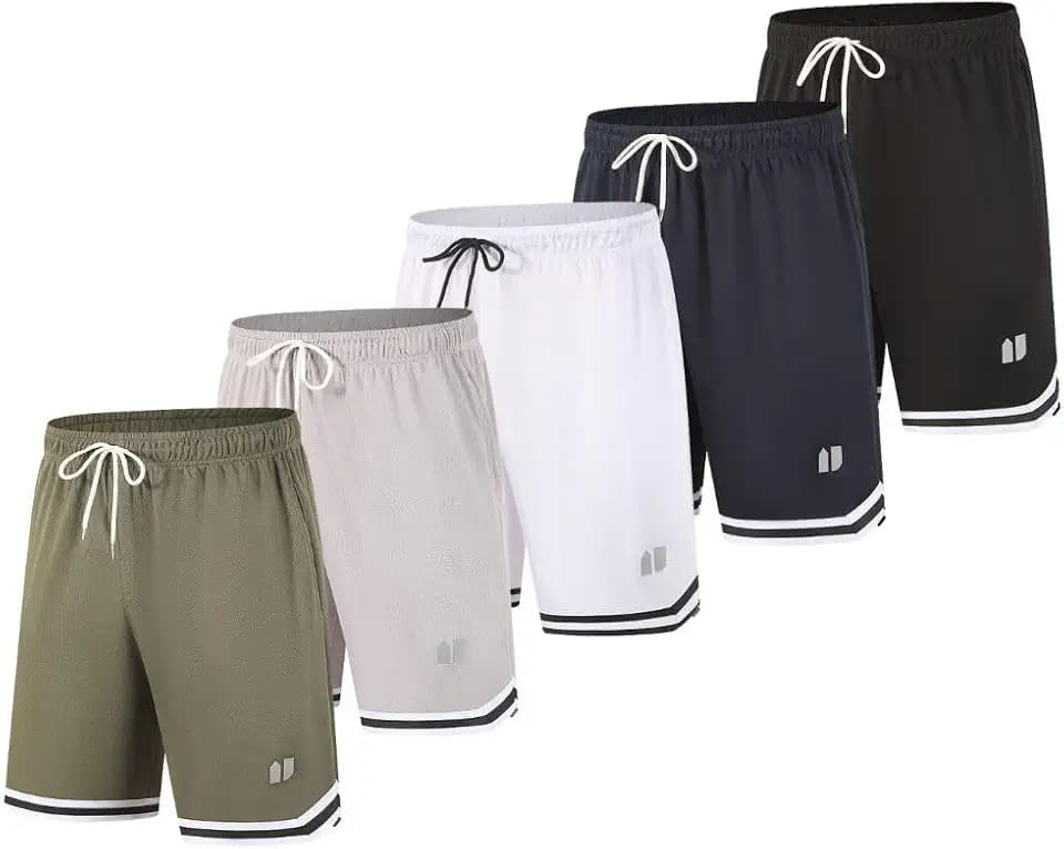 Herren-Sport-Shorts, Sport-Shorts, schnelltrocknend, für Fitnessstudio, Laufen, Fitness, Workout, Shorts mit Taschen und elastischem Bund