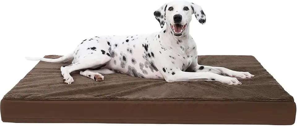 KSIIA Orthopedic Dog Bed for Extra Large Dogs with Waterproof, Brown, 47x29