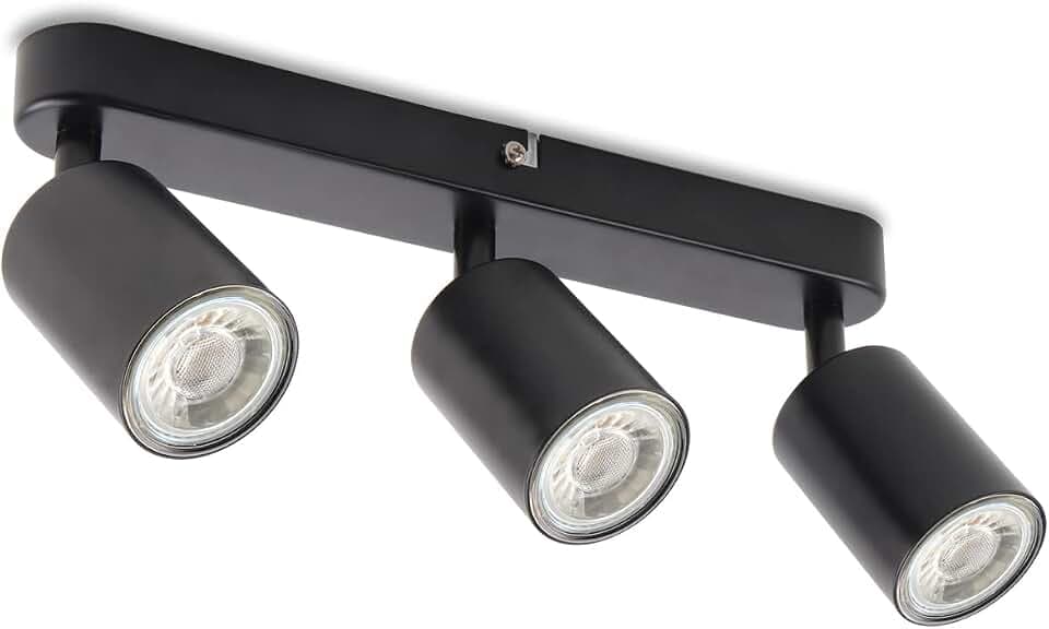 da LIGHT LED Deckenlampe 3-flammig, Dreh und Schwenkbar Deckenstrahler Spotleuchte Wandspot 30CM, GU10 (ohne Leuchenmittel) Retro/Vintage Deckenleuchte 230V Schwarz für Wohnzimmer Schlafzimmer Küchen