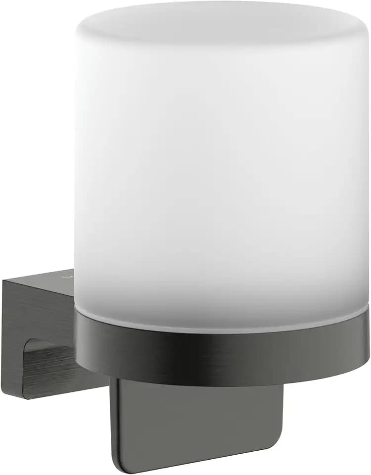 hansgrohe AddStoris S - Seifenspender, Lotionspender für Wandmontage, Flüssigseifenspender, verdeckte Befestigung, Badezimmer Zubehör, Brushed Black Chrome, 41765340