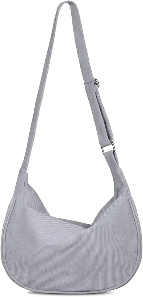 FITDON Corduroy Crescent Crossbody Bag for Women Men, Small Sling Hobos Dumpling Bag Crescent Purse
