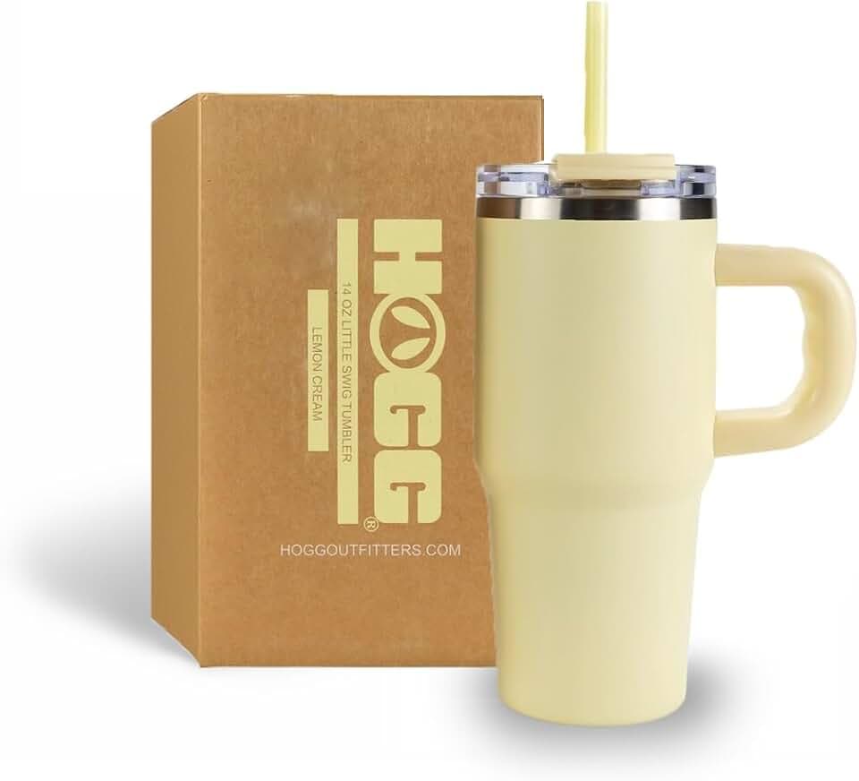 Hogg Little Swig 14 oz Tumbler with Straw, Insulated Stainless Steel 14oz Tumbler with Handle and Straw, Spillproof Cup for Kids, Mini Handle Cup for Girls, Mini