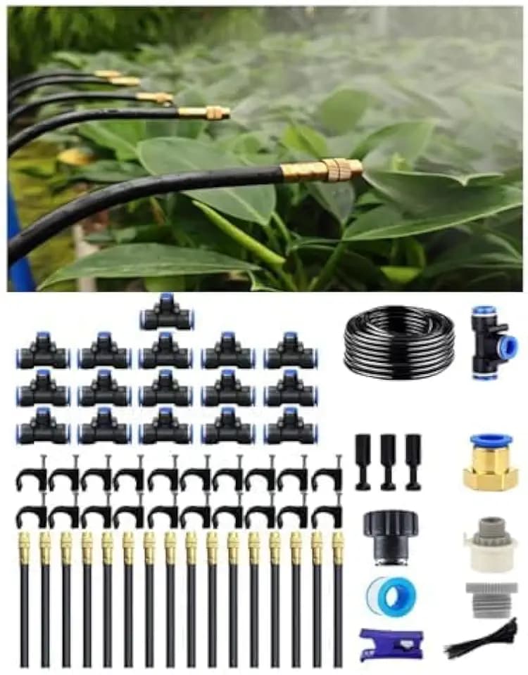 Drip Irrigation System,Automatic Garden Watering System, 360 Degree Adjustable Garden Sprinkler, High Output Mist Spray Nozzle for Potted Plants, Easy Connect & Rotating Head, Customizable Water Flow