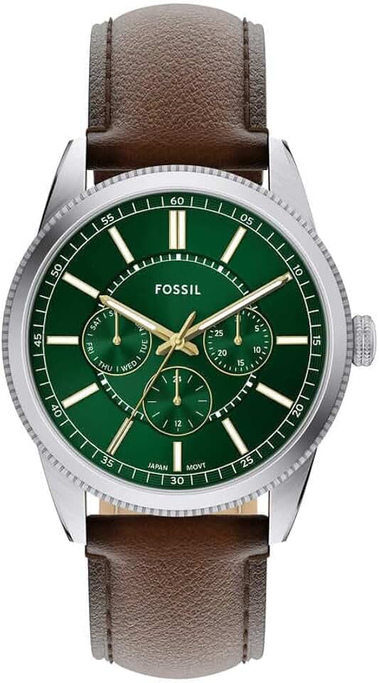 Fossil Pearson Uhr für Herren, Quarz Multifunktionswerk mit Edelstahl oder Lederarmband