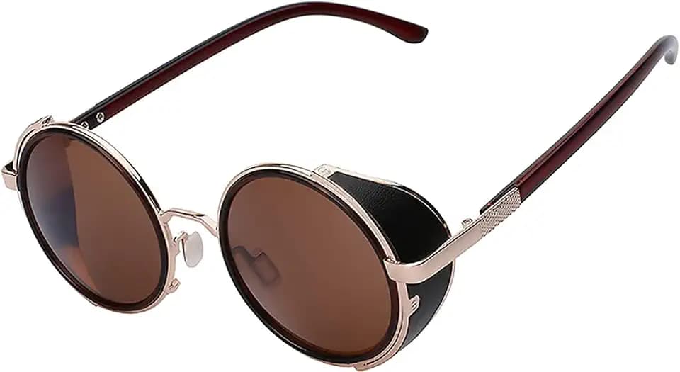 OWL Steampunk Retro Gothic Vintage Colored Metal Round Circle Frame Sunglasses Colored Lens