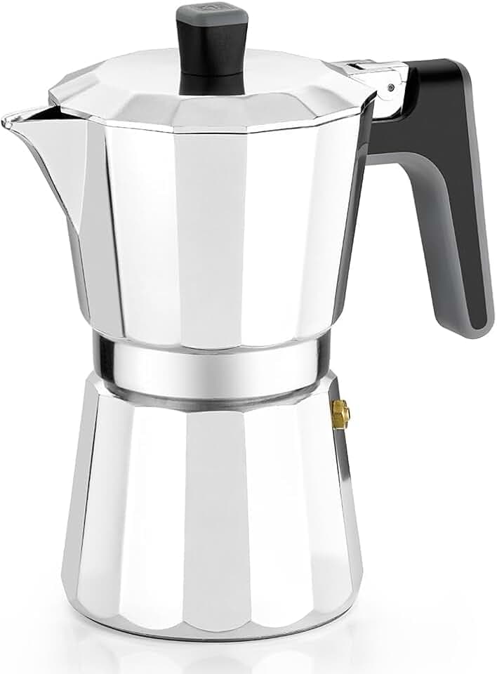 BRA Perfecta | Italienische Induktionskaffeemaschine 12 Tassen | Aluminium, Fassungsvermögen 12 Tassen, silberfarben, Für alle Herdarten einschließlich Induktion geeignet