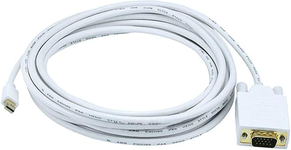 Monoprice Video Cable - 15 Feet - White | 32AWG Mini Display Port to VGA Cable