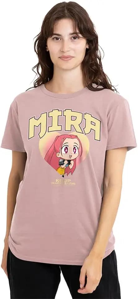 KPop Demon Hunters Damen Kpop Demon Hunters Huntrix Mira Collegic Ladies T Shirt, Pink T-Shirt (1er Pack)