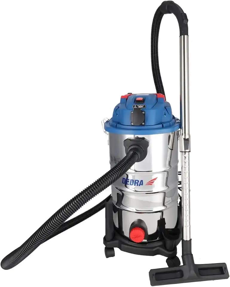 Dedra Nass- und Trockensauger mit Rüttelfilter, 1600 W, 30 l Behälter, Teleskop-Metallrohr, Saugleistung 21 kPa, Leistungsfähigkeit 3200 l/min, Saugschlauch 2,5 m