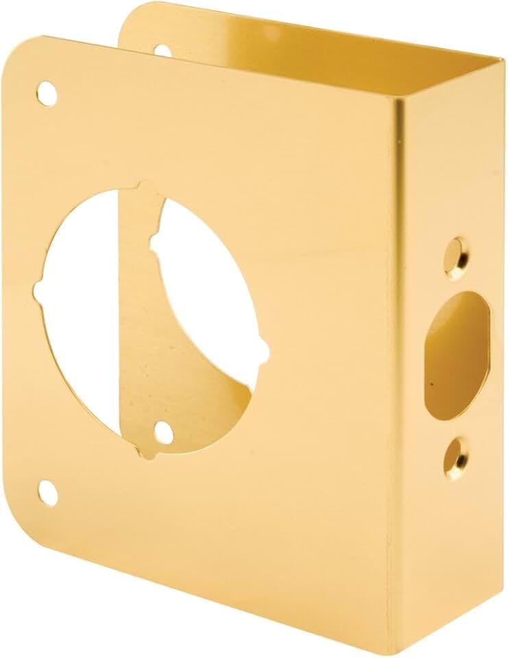 Prime-Line U 9555 Brass Lock and Door Reinforcement Plate for 1-3/8 In. Thick Doors, Brass Finish (Single Pack)