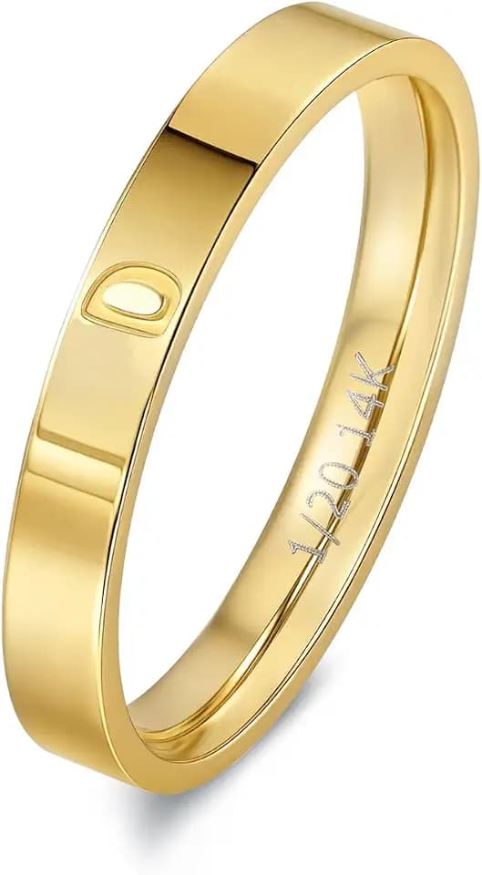 14K Gold Filled Initial Rings for Women Non Tarnish Thumb Rings Wedding Bands for Women Stackable Personalized Letter Rings for Men