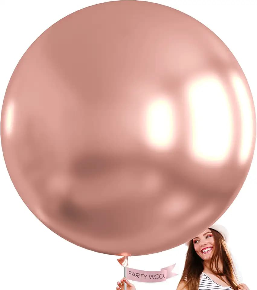 PartyWoo Rose Gold Balloons 4pcs Metallic Chrome Rose Gold Color