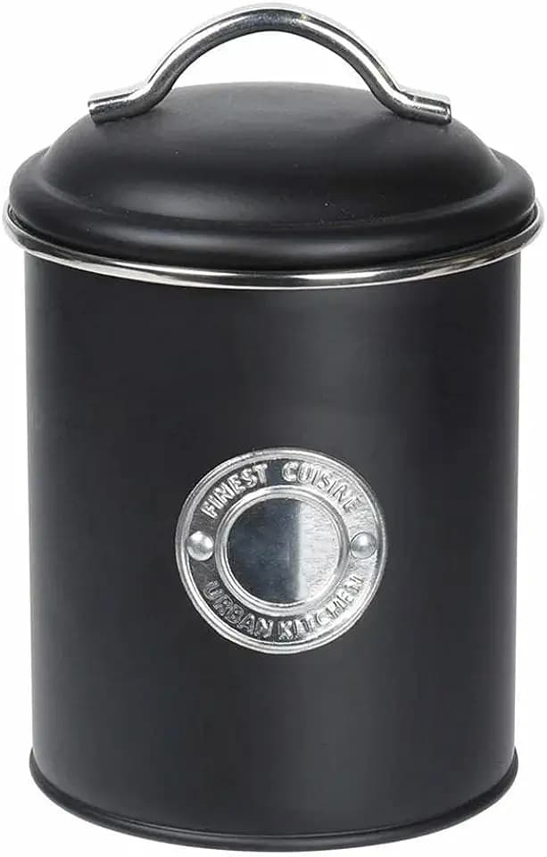 Koopman Vorratsdose Metall "Kekse" mit Deckel Ø 13,5 x 18 cm 1,5 Liter schwarz