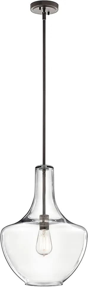 Kichler Everly Pendant Light, Seeded Glass, Olde Bronze