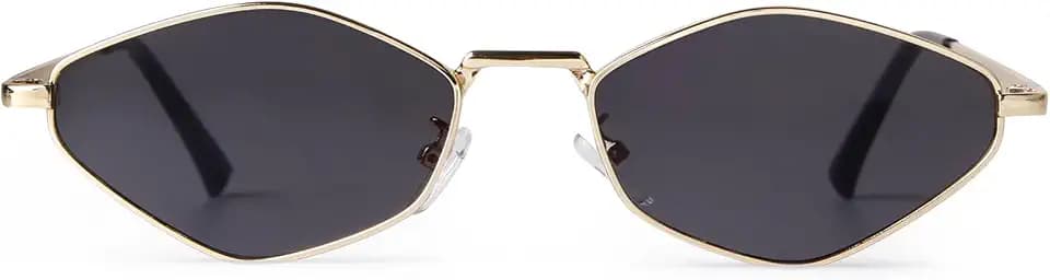 Trendige sechseckige Sonnenbrille für Damen und Herren, Vintage, Gold, Metall, schmal, unregelmäßige Schattierungen, Retro, sechseckige Sonnenbrille