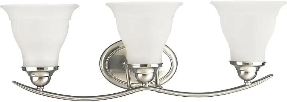 Progress Lighting Trinity 3-Light Bath Vanity Light, Brushed Nickel