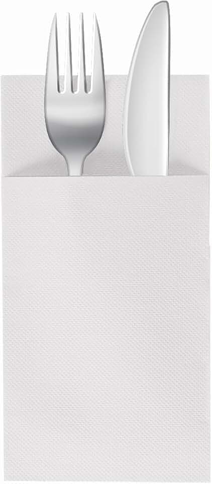 Soft Point 50 Besteckservietten, Hochwertige, Einwegserviette, 39x38 cm, Weiß