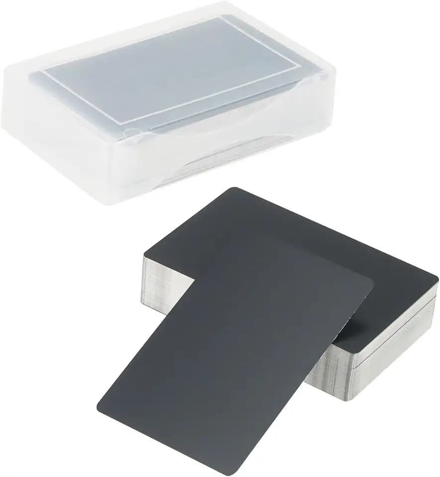 100 Stück Alu Visitenkarten Rohlinge Schwarz, 86x54x0.21mm Metall Visitenkarten Blanko, Alu Karten zum Lasern