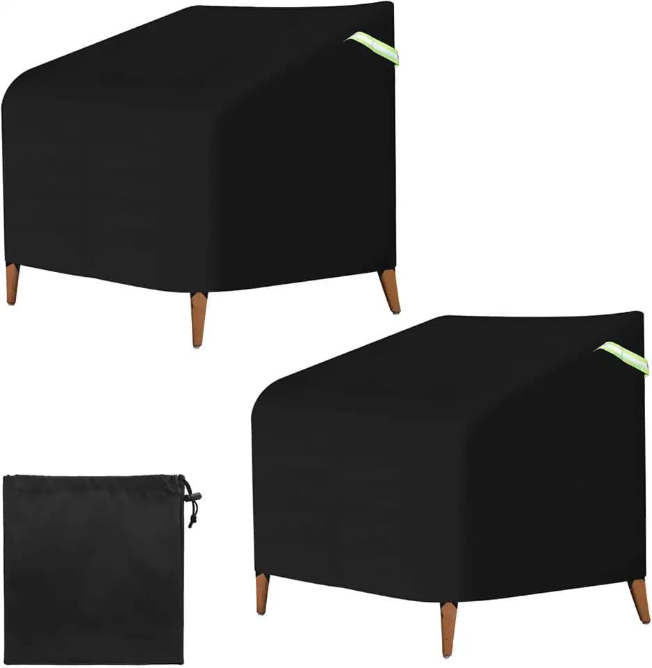PATIKIL Outdoor Chair Covers Waterproof, 2 Pack 40"W x 34"D x 39"H Large Patio Furniture Cover 600D Oxford Lawn Lounge Chair Protection with Luminous Handle for Yard Garden, Black