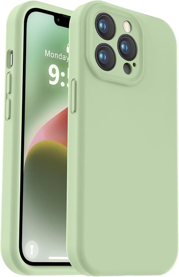 Vooii Compatible with iPhone 13 Pro Case, Liquid Silicone Upgrade [Camera Protection] [Soft Anti-Scratch Microfiber Lining] Shockproof Phone Case for iPhone 13 Pro 6.1 inch - Matcha
