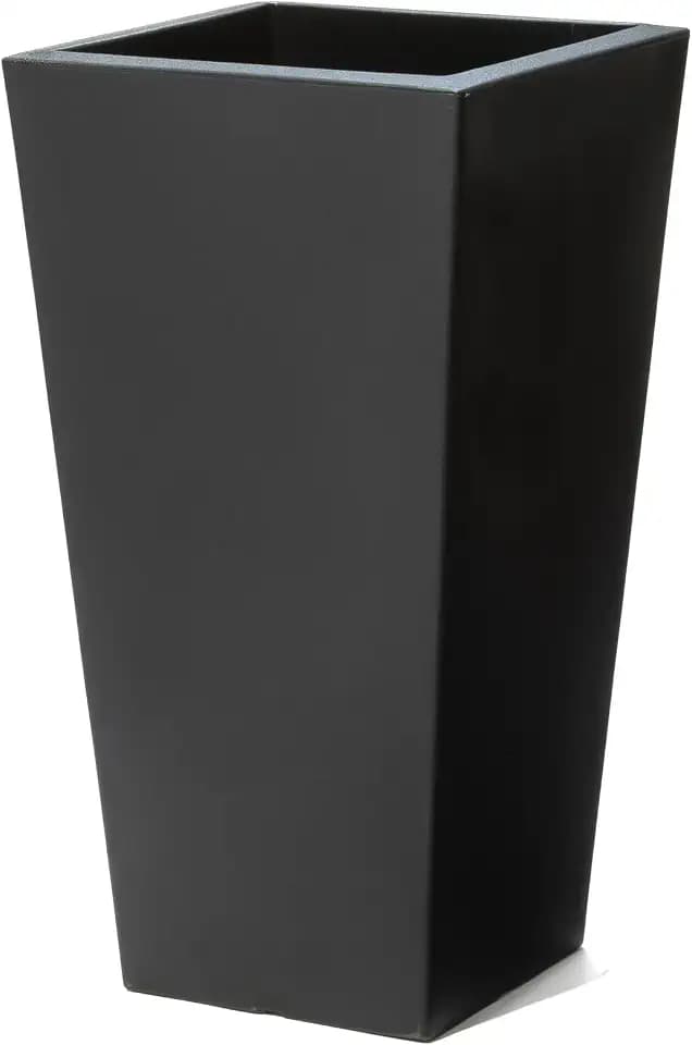 Step2 Tremont Tall Square Tapered Planter, 28 in Resin Planter, Self-Watering, Onyx Black