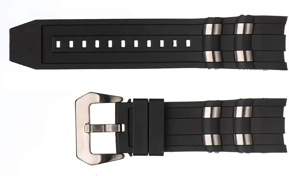 for Invicta Pro Diver 17878, 17877, 17879, 18019, 6977, 6979, 22311, 18038, 22797 with Metal Inserts and Buckle Replacement Strap - Black with Silver Invicta Watch Strap