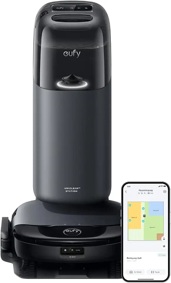 eufy S1 Robot Vacuum Cleaner with Mop, All-in-One Station, Always Clean Mop, 8,000 Pa Suction, Hot Water Mop Washing, Self-Drying