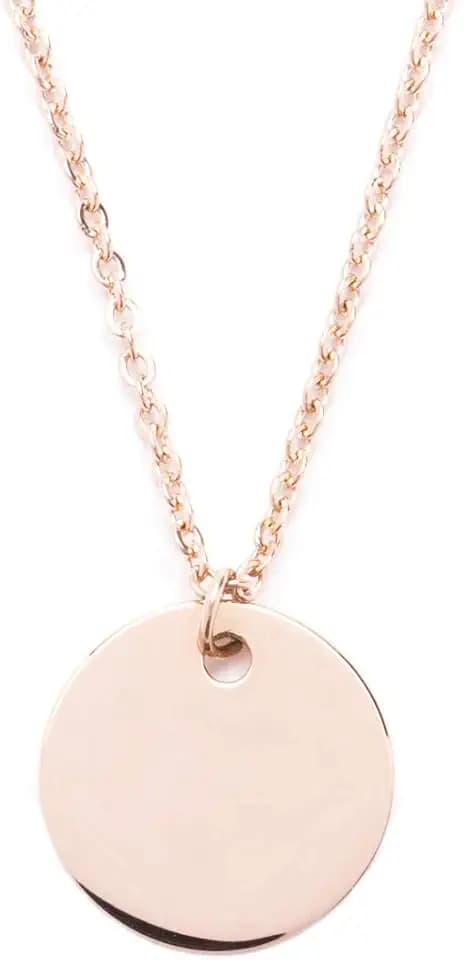 Happiness Boutique Damen Kette mit Plättchen in Rosegold | Zarte Kette Runder Kreis Anhänger Minimalist Halskette Schmuck mit Rosegold Überzogen
