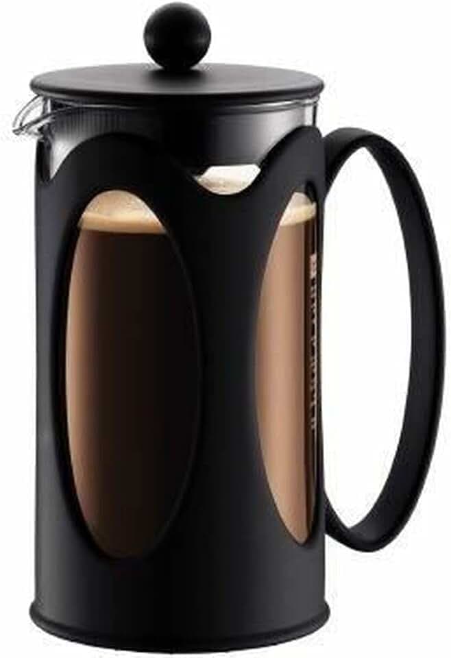 Bodum Kenya Kaffeebereiter - 1L / 8 Tassen - Manuelle French Press aus Borosilikatglas und Edelstahl - Spülmaschinenfest - Made in Portugal