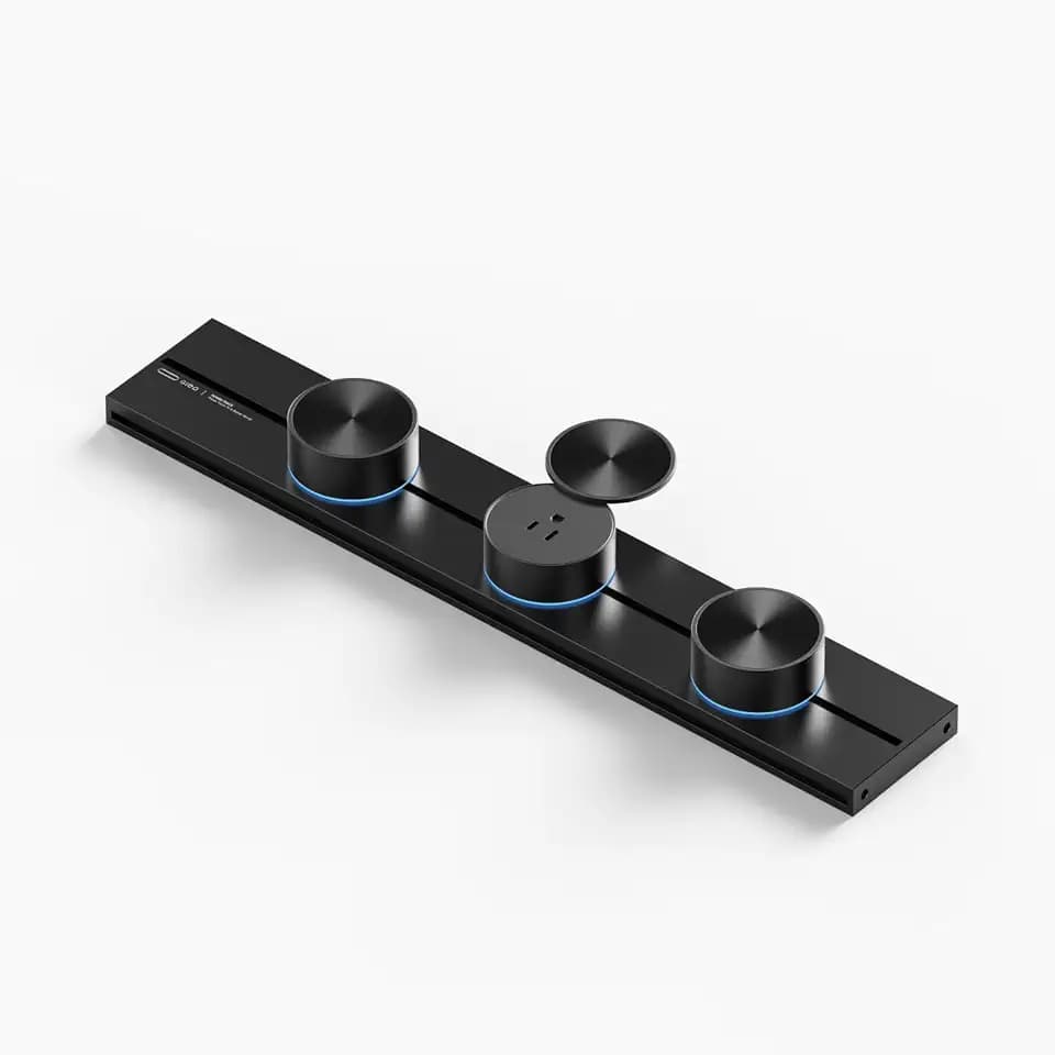 Gler 20" Modular Power Track, Matte Black, Hardwired, 3 Outlet Adapters