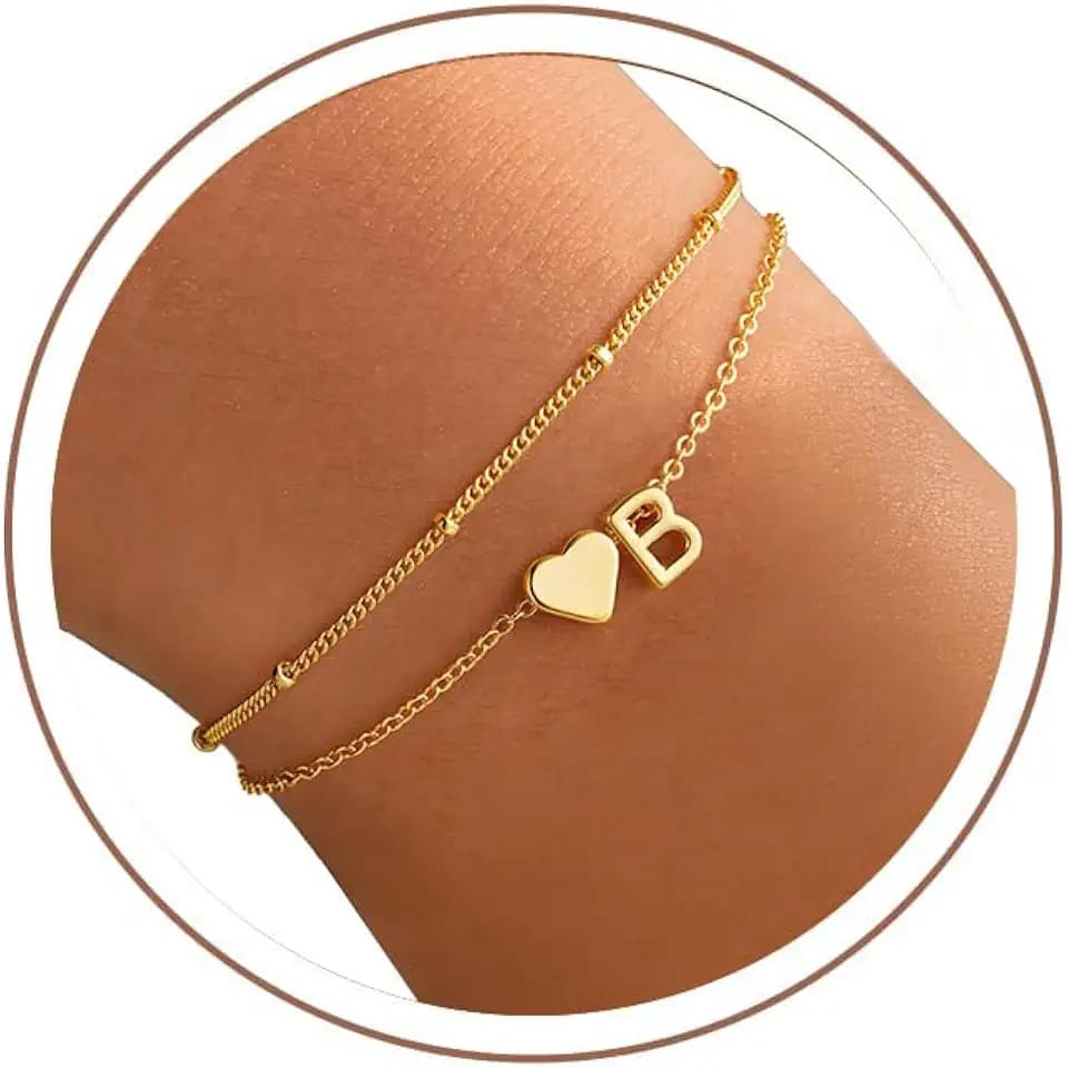 M MOOHAM Heart Initial Bracelets for Women Teen Girls, Letter A-Z Bracelet