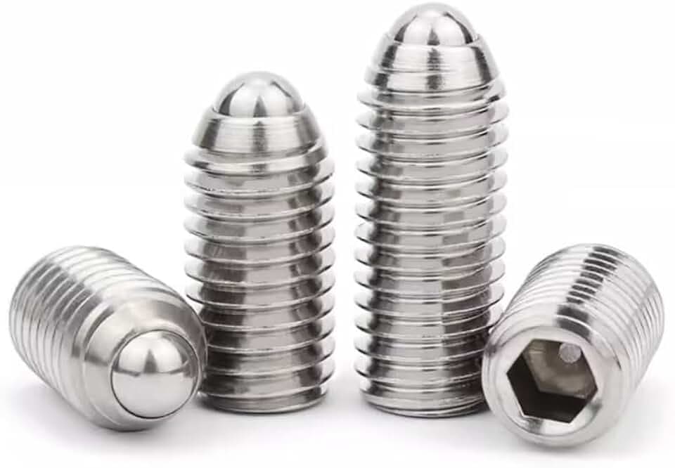 Kugelkopf Madenschrauben 304 Edelstahl Gewindestifte Innensechskant-Schrauben Feder Kugel Plunger M2.5x4mm (10 Stück)