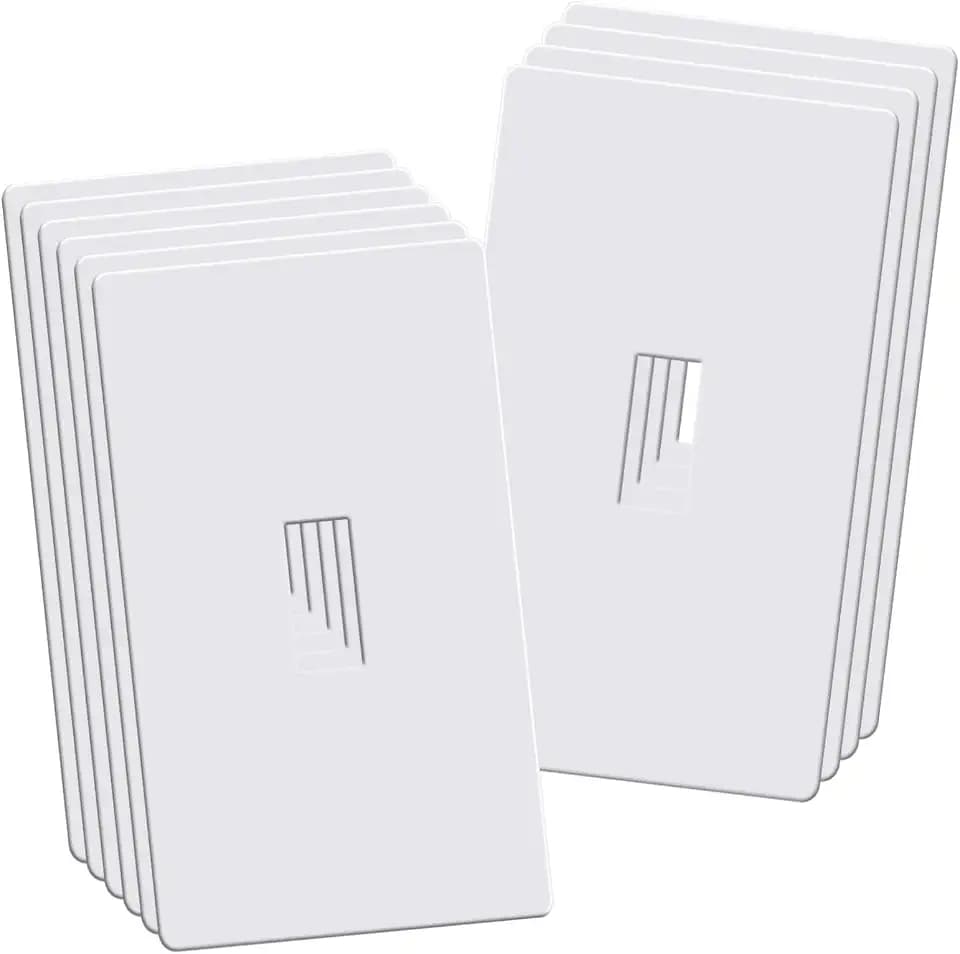 1-Gang Screwless Toggle Switch Wall Plates, Decorative Outlet Covers, Standard Size 2.92" x 4.68" Switch Plate, No Visible Screw, Unbreakable Thermoplastic (10 Pack, Gloss White)