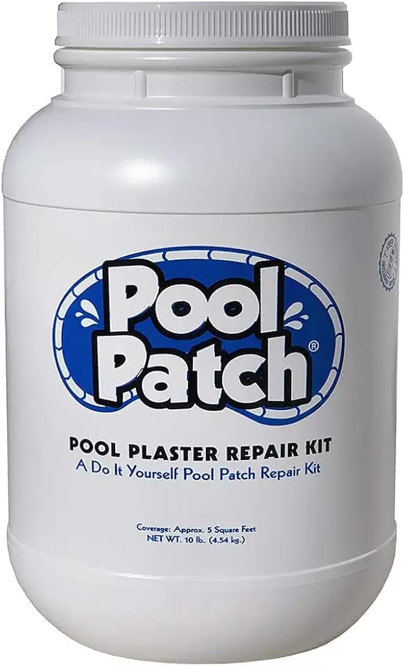 Pool Patch 10lb White Pool Plaster Repair Kit – Large Area Project – Professional Cement-Based Marcite & Gunite Patch – Covers 5 Sq. Ft. – Includes Liquid Bonding Agent – Permanent Structural Repair