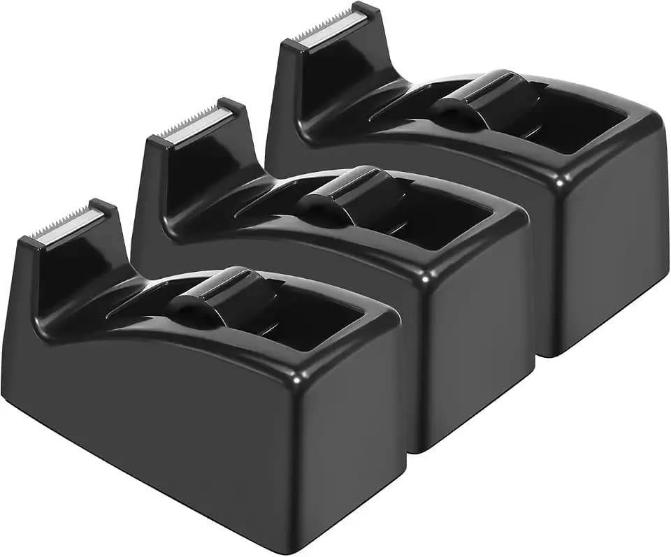 JIKIOU Klebeband-Abroller, Rutschfeste Basis, 3er-Pack Schwarz