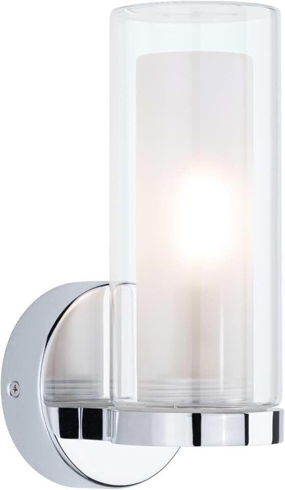 Paulmann 71076 Wandleuchte Selection Bathroom Luena IP44 E14 230V max. 20W dimmbar Chrom, Glas einflammige Badleuchte - ohne Leuchtmittel