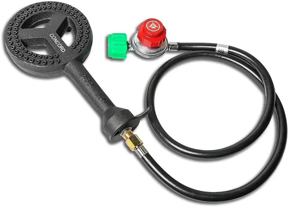 CONCORD 6" Diameter High Pressure Banjo Jr Burner Head with Brass Orifice and Build in Stand (Burner Head with Regulator Hose)