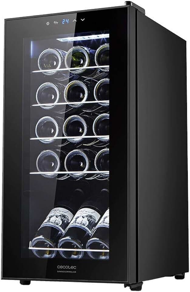 Cecotec Weinkühlschrank GrandSommelier 15000 Black Compressor. 15 Flaschen mit Kompressor, der eine hohe Leistung garantiert. Einstellbare Temperatur und Touch-Bedienfeld