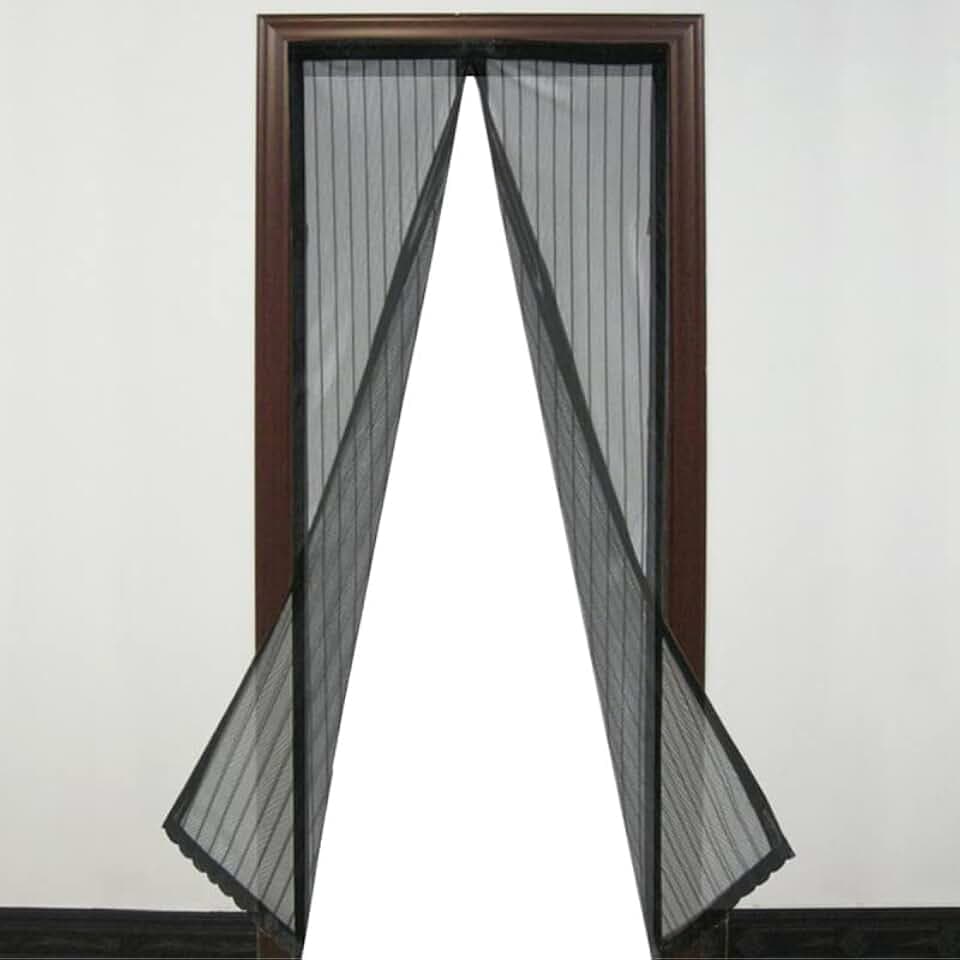 Magnetisches Fliegengitter für Tür, Netzvorhang, Magnetdichtung von oben nach unten, mit automatischem Verschluss, hält frische Luft im Inneren (100 x 210 cm, schwarz)